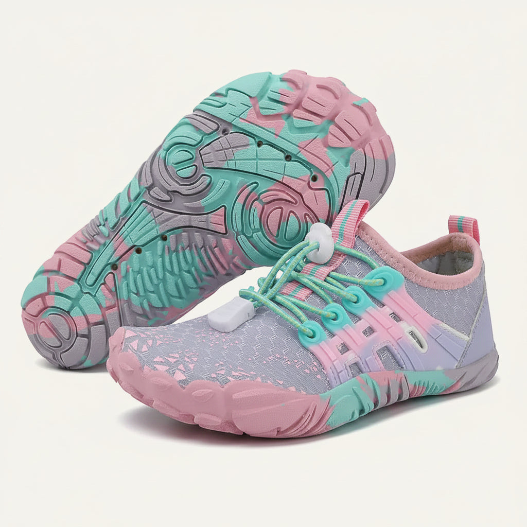 CrystalWave Junior barn vattenskor rosa/turkos – sula uppifrån | footflow
