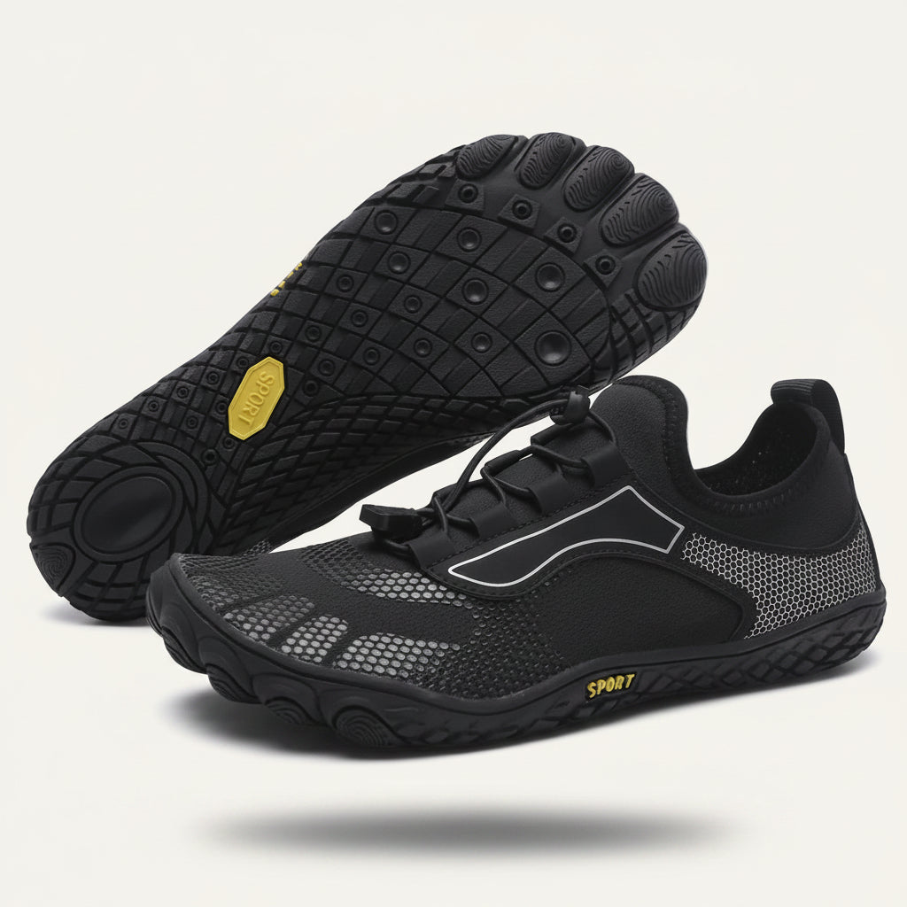 WildStep barfota skor svart – produktbild ovanifrån och sida | footflow
