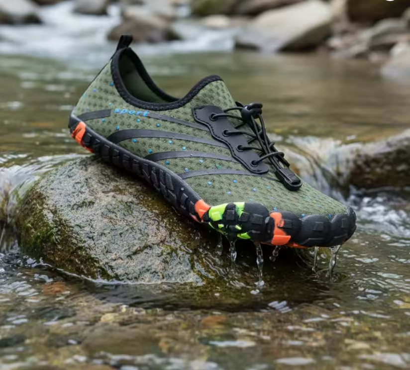 WaveRider barfota skor grå – halkfri sula | footflow